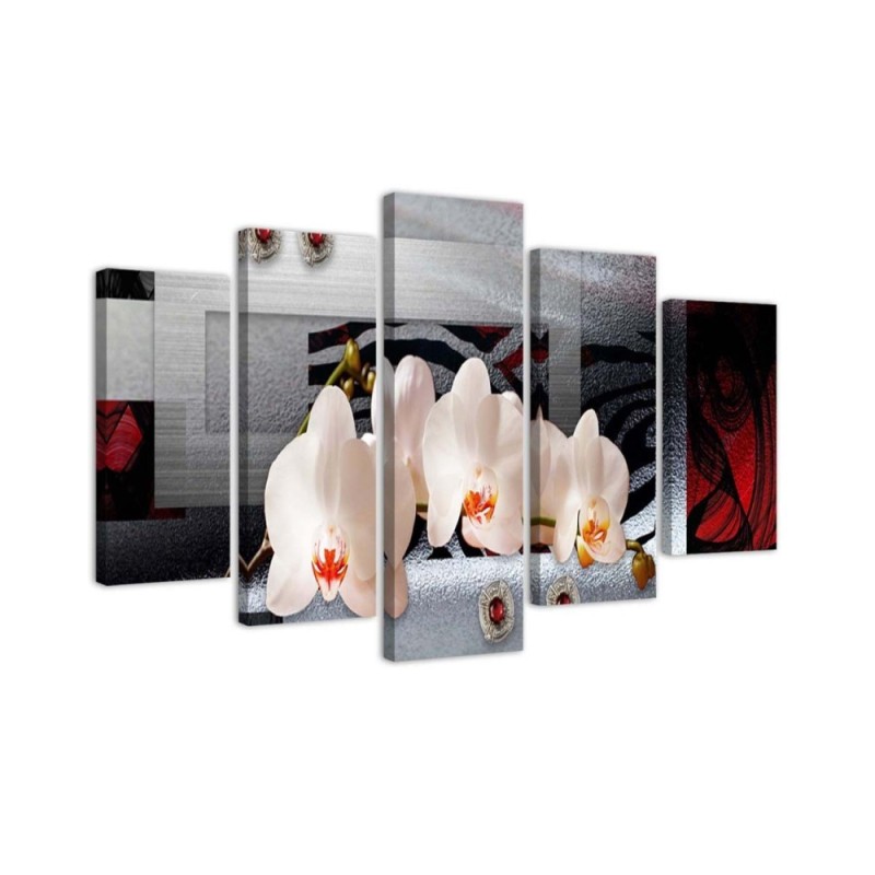 White orchids abstract - Canvas print with floral motif | FEEBY