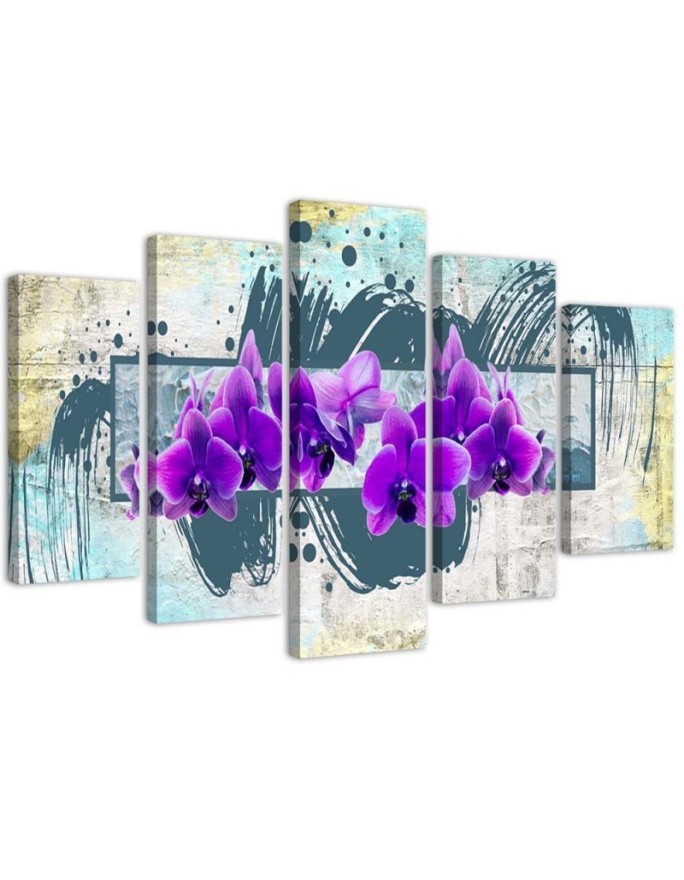 Purple orchid flowers - 5 part flower painting | FEEBY