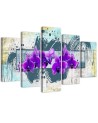 Purple orchid flowers - 5 part flower painting | FEEBY