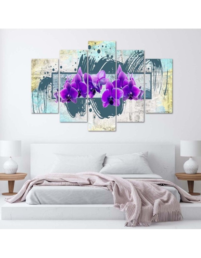 Purple orchid flowers - 5 part flower painting | FEEBY