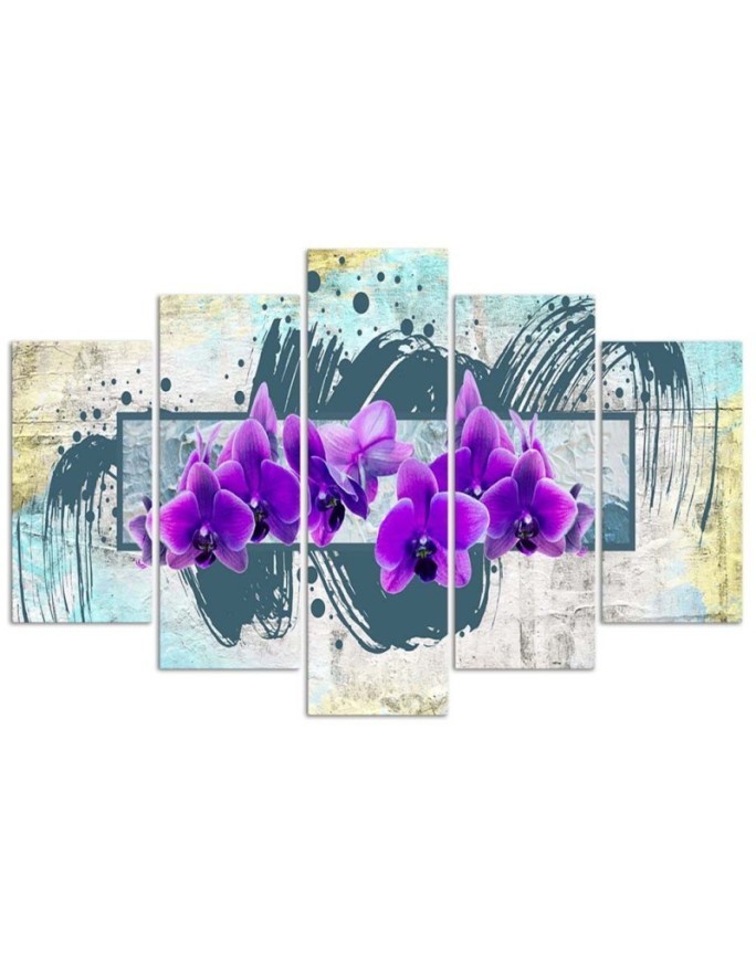 Purple orchid flowers - 5 part flower painting | FEEBY