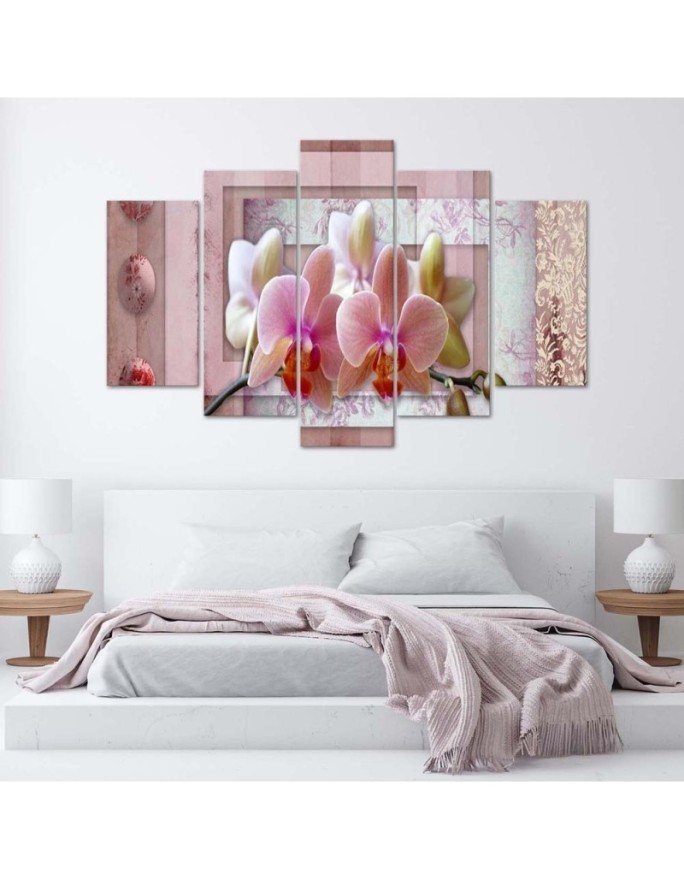 5 Piece Pink orchid - Canvas print with flowers | FEEBY