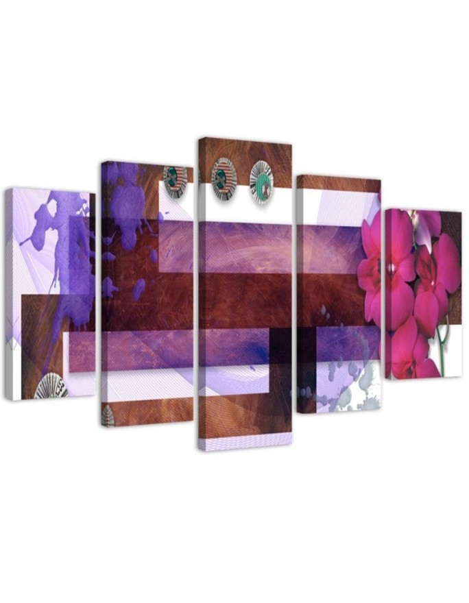 Composition with pink orchid - Canvas print with flowers | FEEBY