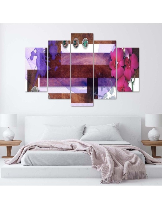 Composition with pink orchid - Canvas print with flowers | FEEBY