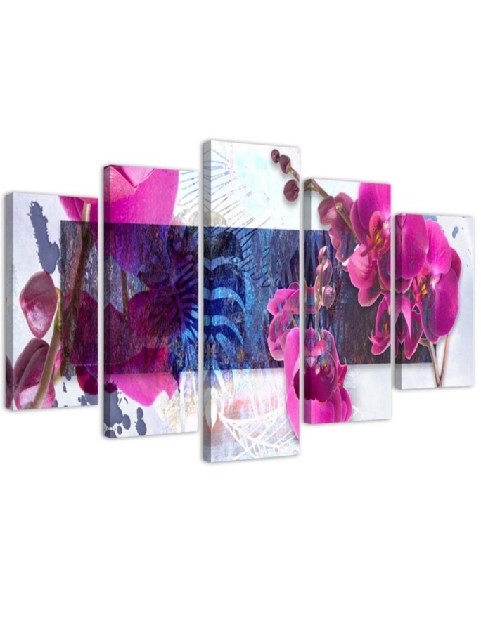 Composition with orchids - Canvas print with flowers 5 parts | FEEBY