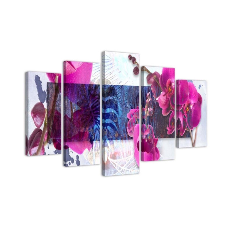 Composition with orchids - Canvas print with flowers 5 parts | FEEBY