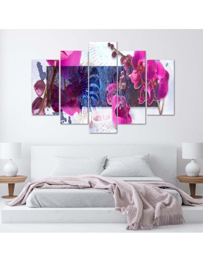 Composition with orchids - Canvas print with flowers 5 parts | FEEBY