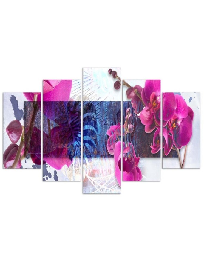 Composition with orchids - Canvas print with flowers 5 parts | FEEBY