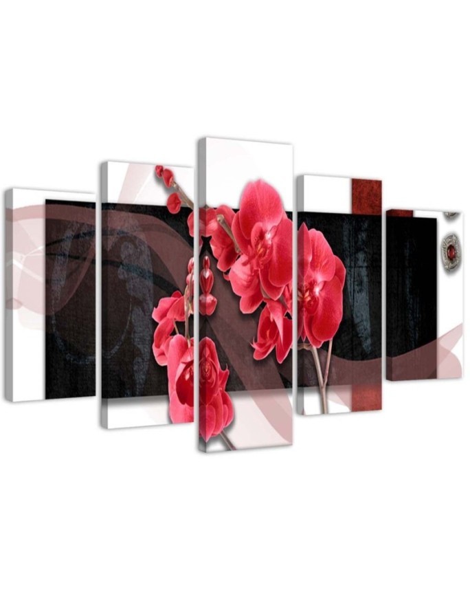 Composition with red orchids - 5-piece painting | FEEBY