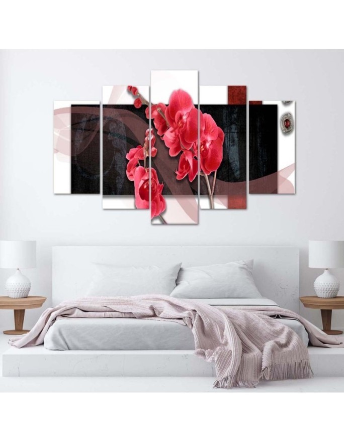 Composition with red orchids - 5-piece painting | FEEBY