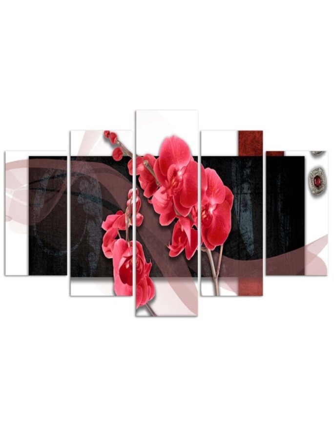 Composition with red orchids - 5-piece painting | FEEBY