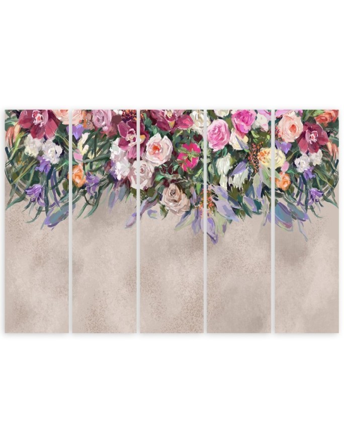 5 Piece Modern painting for bedroom - Colourful hanging flowers | FEEBY