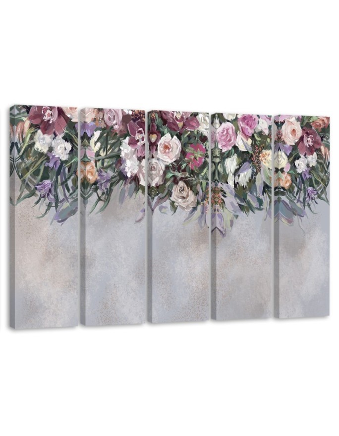 Modern painting for the living room - Colourful hanging flowers | FEEBY