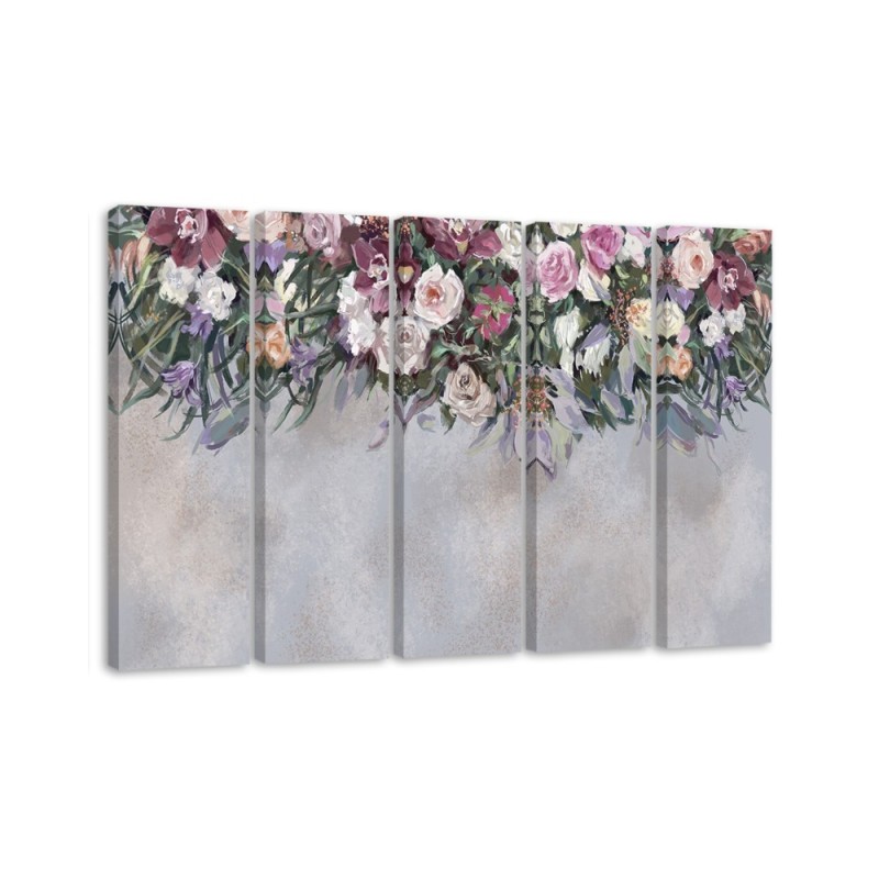 Modern painting for the living room - Colourful hanging flowers | FEEBY