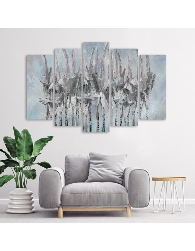 5 Modern paintings on canvas - Plants flowers painted | FEEBY