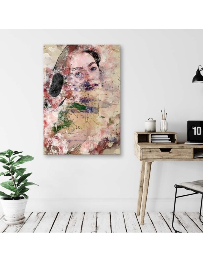Retro style Canvas painting - Abstract vintage woman face | FEEBY