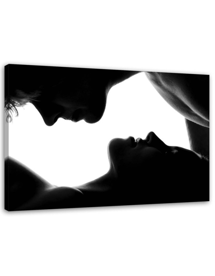 Couple in nude kiss - Black and white Canvas prints | FEEBY