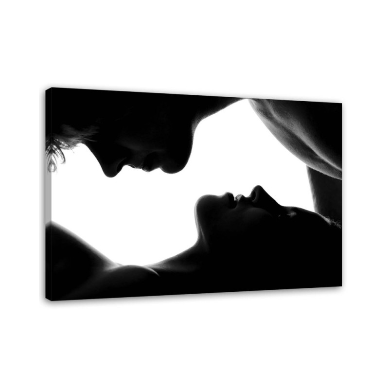 Couple in nude kiss - Black and white Canvas prints | FEEBY