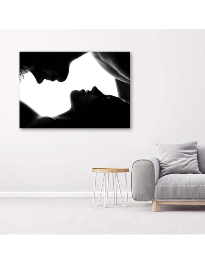 Couple in nude kiss - Black and white Canvas prints | FEEBY