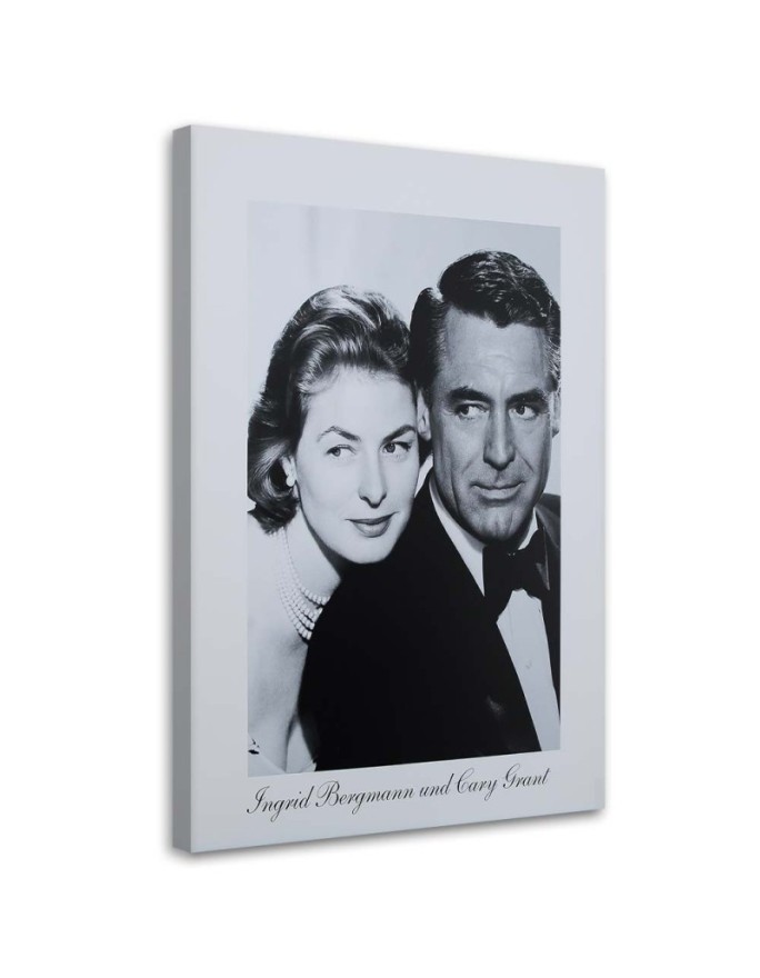 Ingrid Bergmann and Cary Grant - Black and white Canvas prints | FEEBY