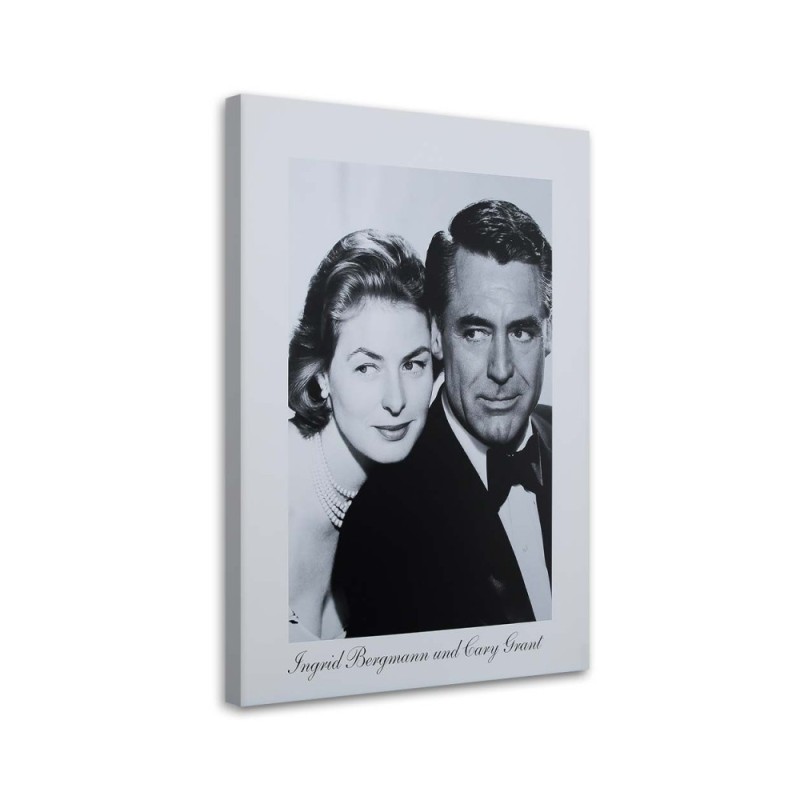 Ingrid Bergmann and Cary Grant - Black and white Canvas prints | FEEBY