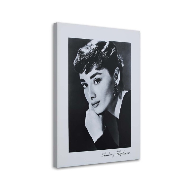 Audrey Hepburn black and white portrait - Canvas prints actors and actresses | FEEBY