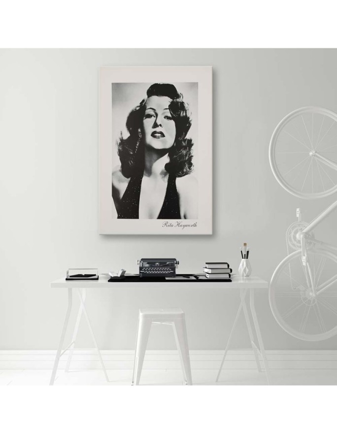 Rita Hayworth black and white portrait - Black and white Canvas paintings | FEEBY