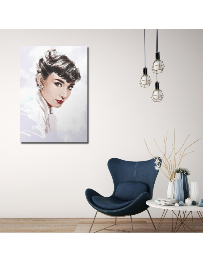 Pictures on Canvas Actors and actresses - Audrey Hepburn in white | FEEBY