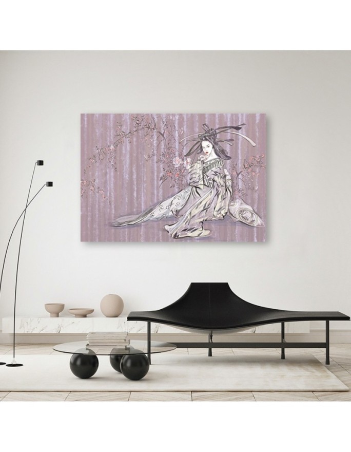 Traditional Purple Japanese geisha - Oriental paintings on canvas | FEEBY