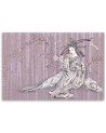 Traditional Purple Japanese geisha - Oriental paintings on canvas | FEEBY
