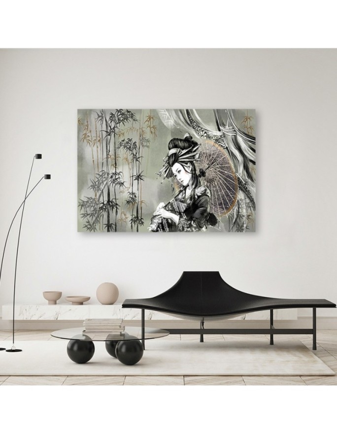 Geisha and bamboos - Oriental paintings on canvas | FEEBY