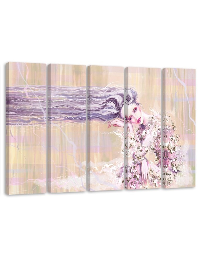 Woman with long hair - Multipart canvas painting | FEEBY