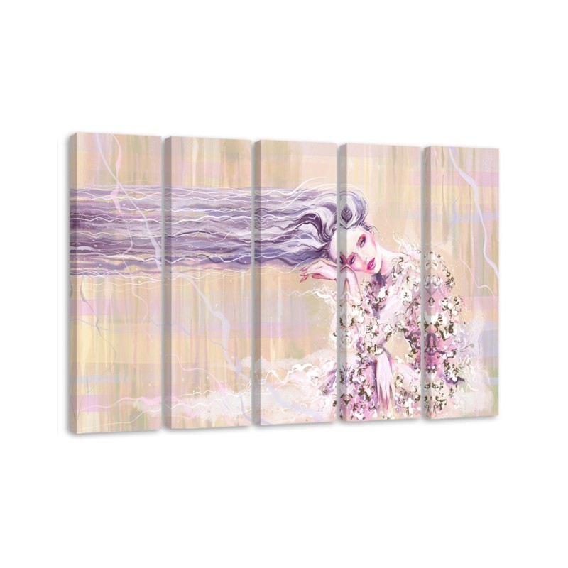 Woman with long hair - Multipart canvas painting | FEEBY