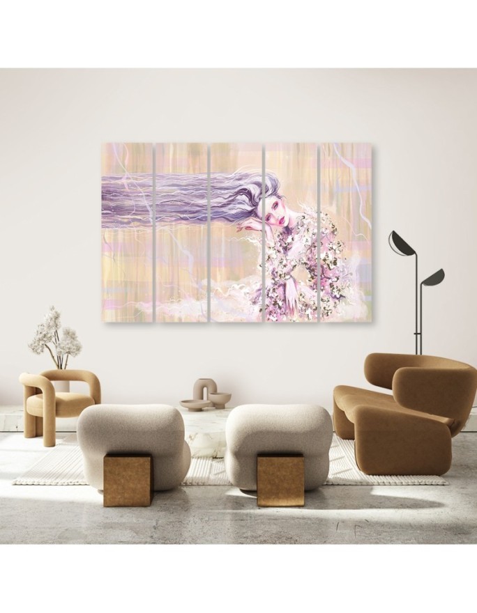 Woman with long hair - Multipart canvas painting | FEEBY