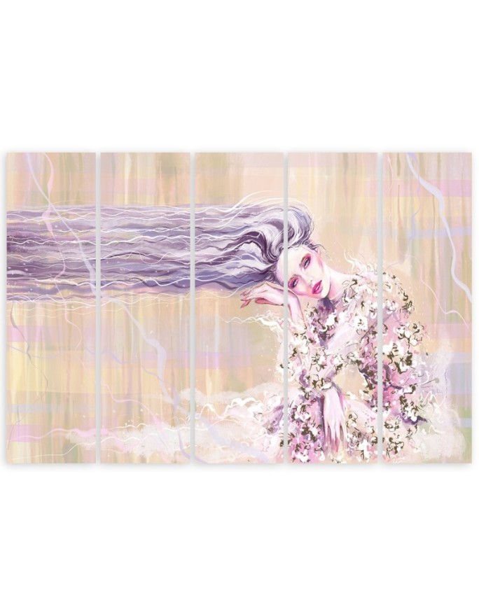 Woman with long hair - Multipart canvas painting | FEEBY