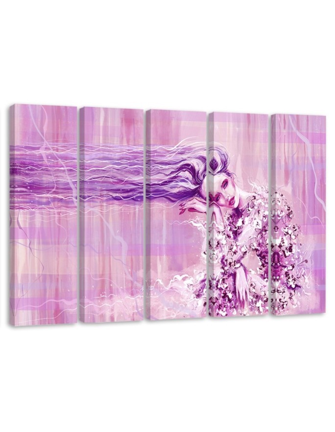 Woman with long hair - Multipart canvas painting | FEEBY