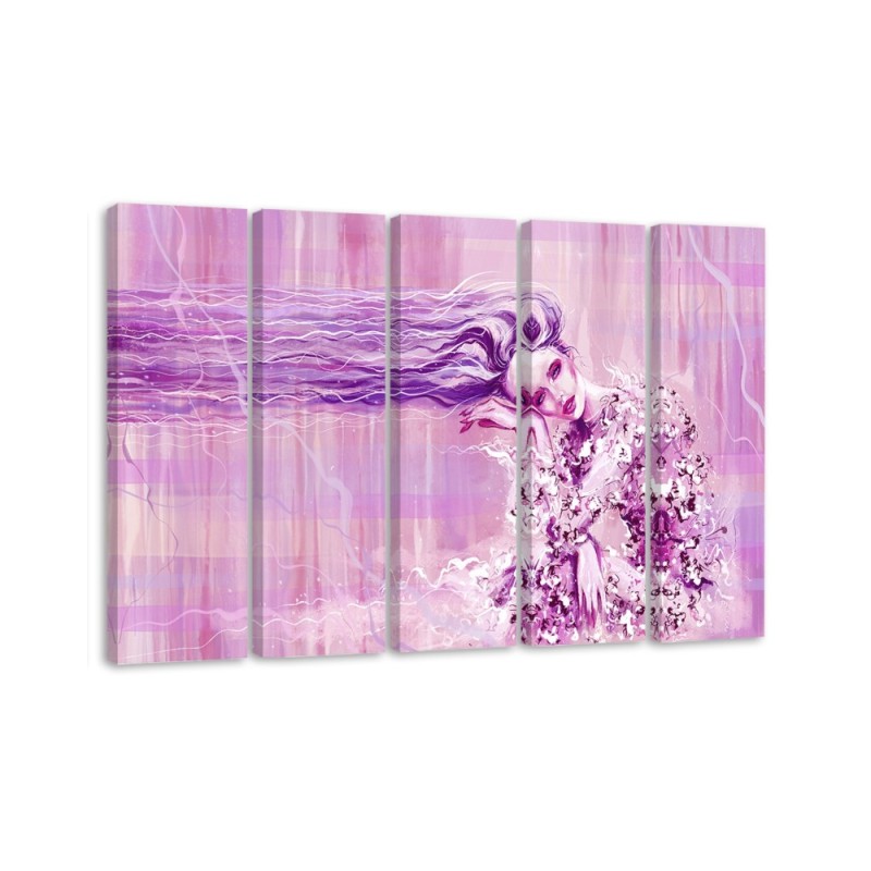 Woman with long hair - Multipart canvas painting | FEEBY