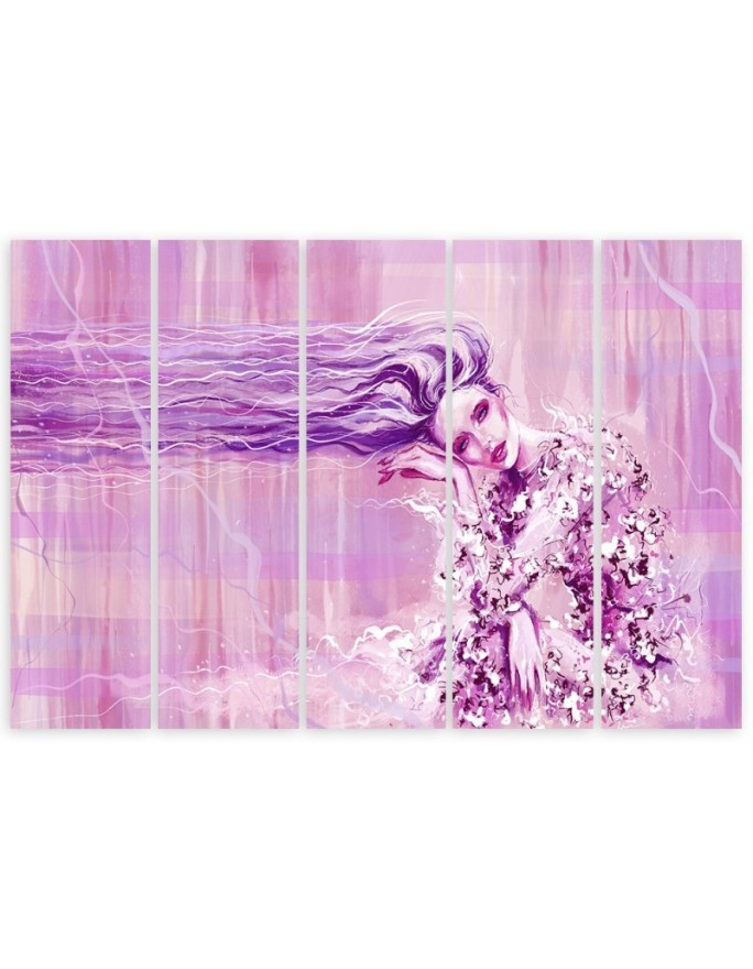 Woman with long hair - Multipart canvas painting | FEEBY