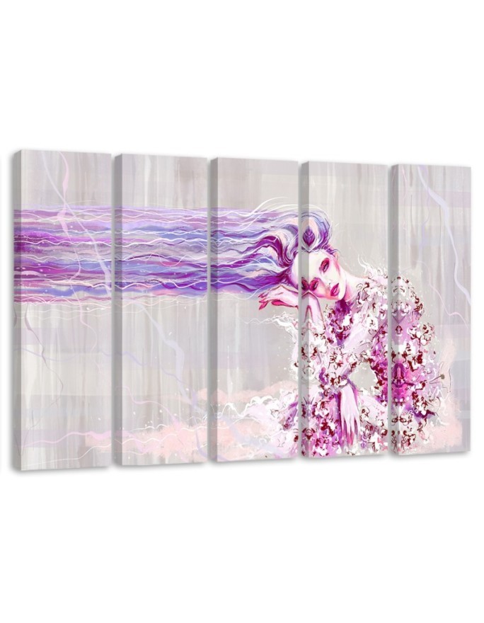 Woman with long hair - Modern Canvas painting for living room | FEEBY
