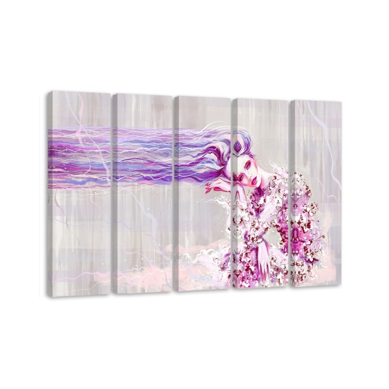 Woman with long hair - Modern Canvas painting for living room | FEEBY