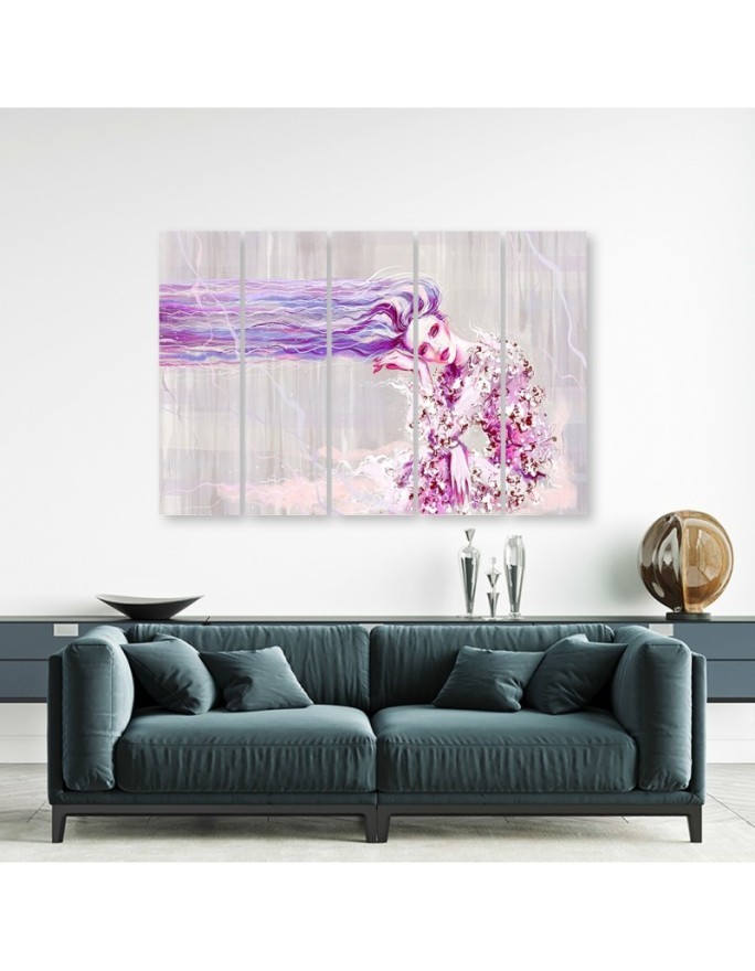 Woman with long hair - Modern Canvas painting for living room | FEEBY