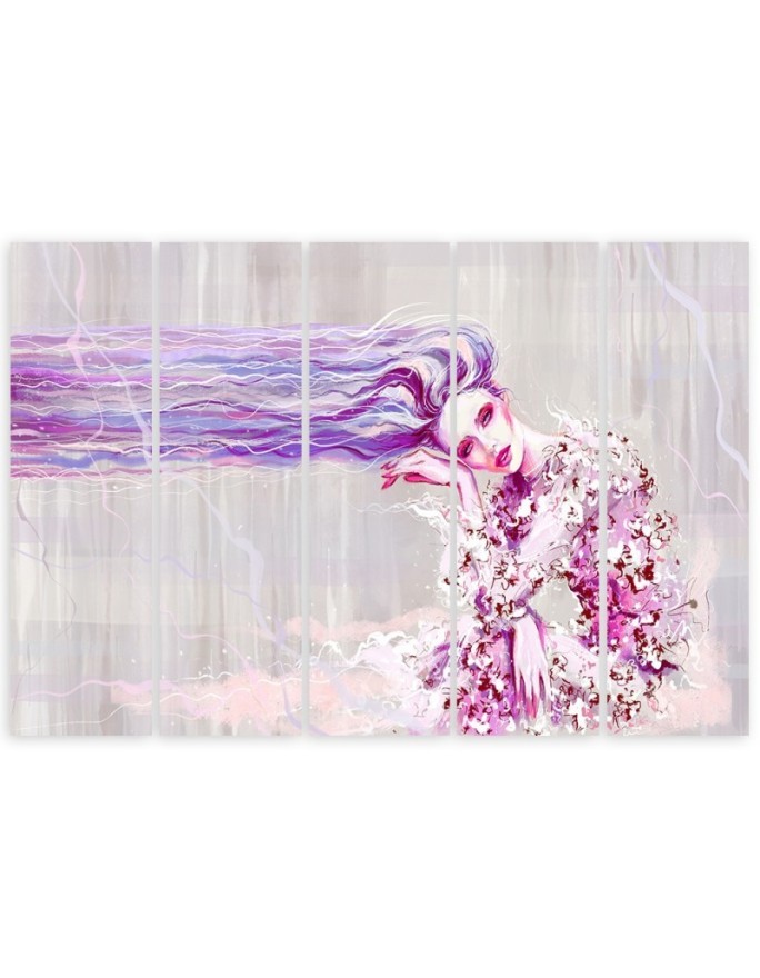 Woman with long hair - Modern Canvas painting for living room | FEEBY