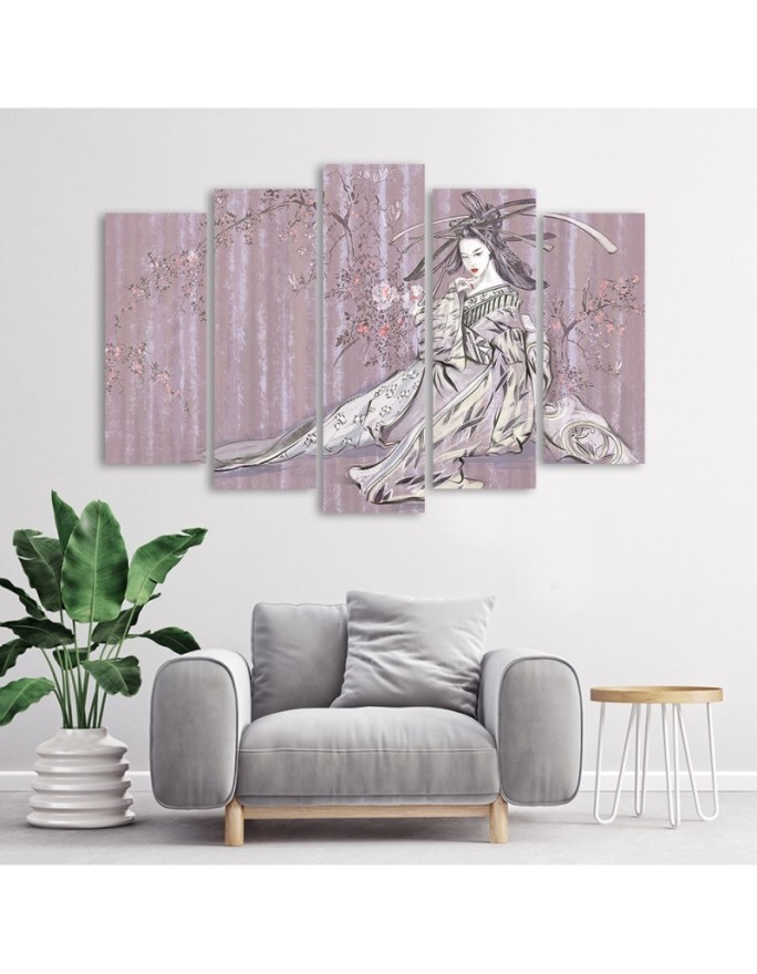 Traditional Japanese geisha - Multipart canvas painting | FEEBY
