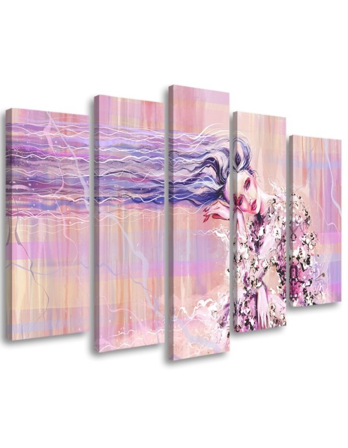 Woman with long hair - Multipart paintings for the living room | FEEBY