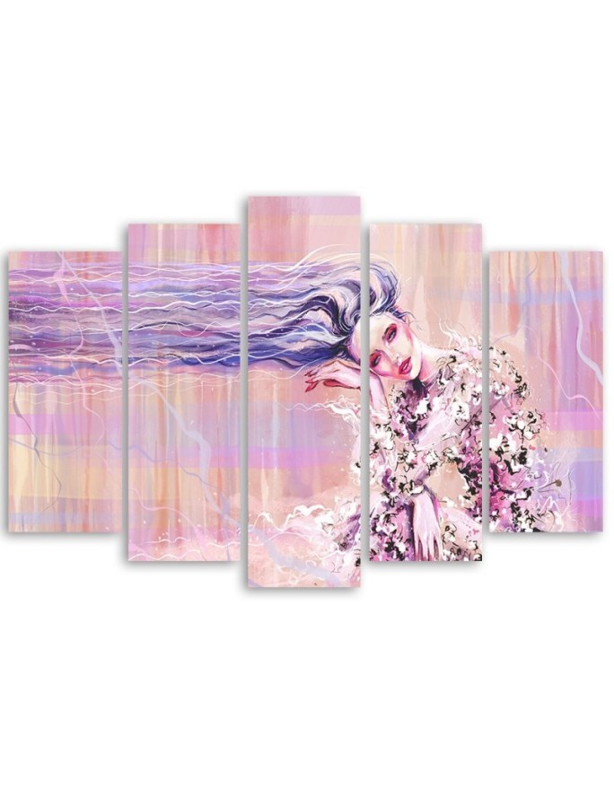 Woman with long hair - Multipart paintings for the living room | FEEBY