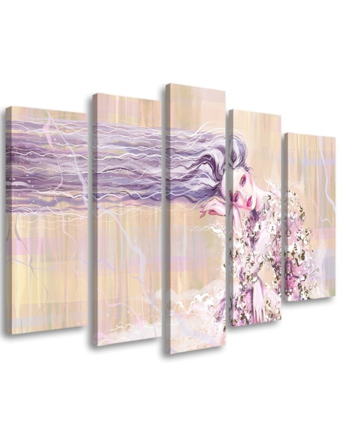 Woman with long hair - Multipart paintings for the living room | FEEBY
