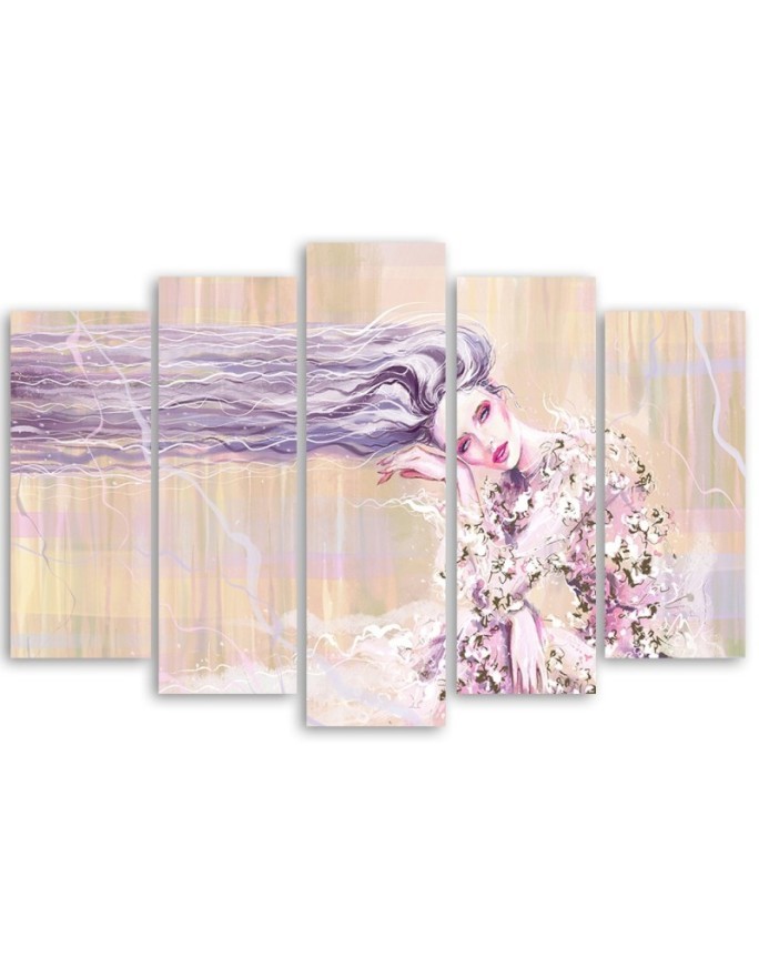 Woman with long hair - Multipart paintings for the living room | FEEBY