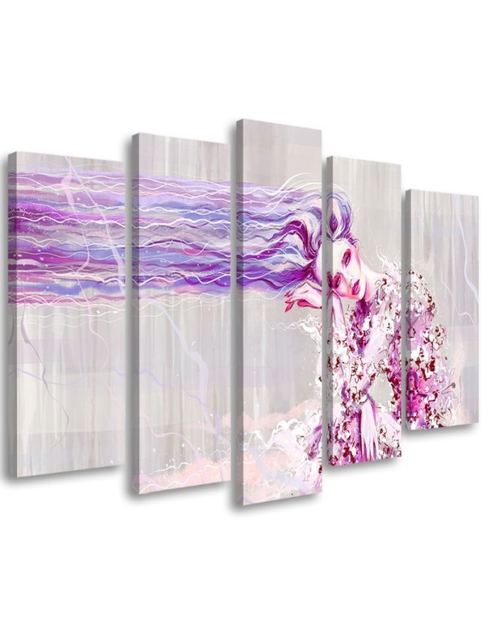 Woman with long hair - Multipart Canvas print for the living room | FEEBY