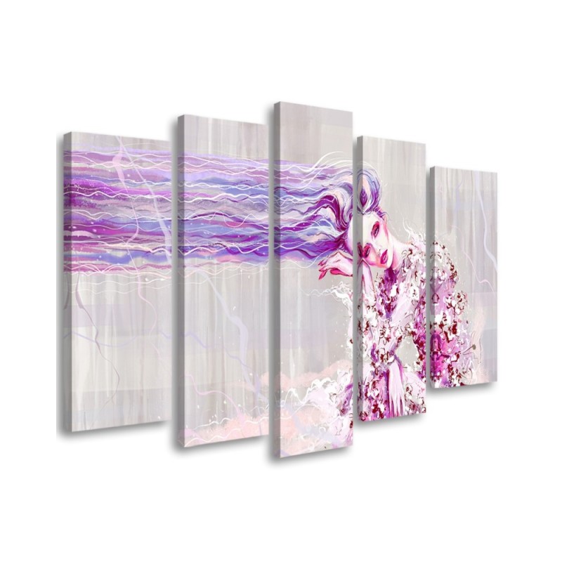 Woman with long hair - Multipart Canvas print for the living room | FEEBY