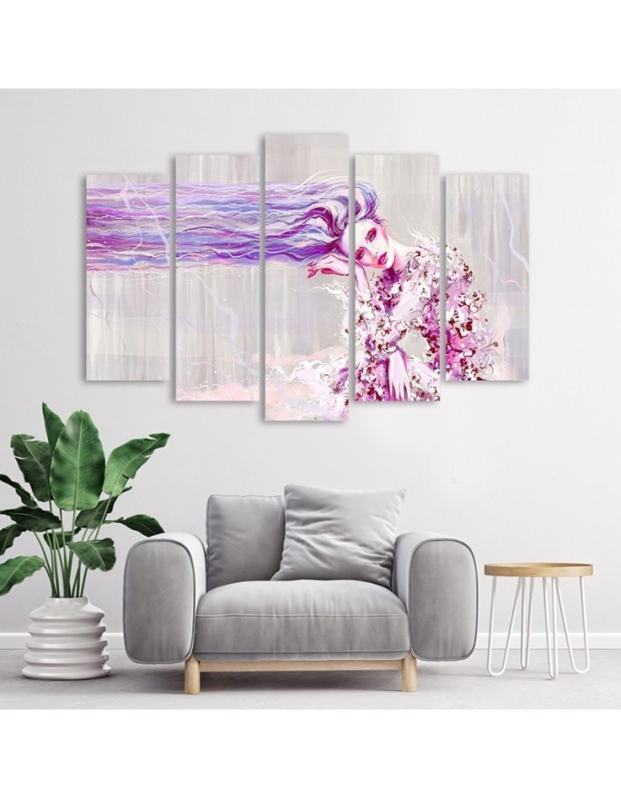 Woman with long hair - Multipart Canvas print for the living room | FEEBY
